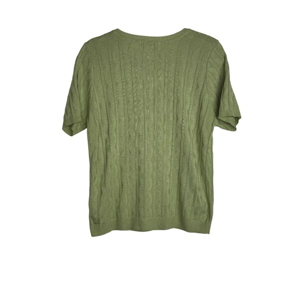 VNTG Alfred Dunner Green Cable Knit Sweater Women's S Grannycore Aesthetic - Picture 4 of 5